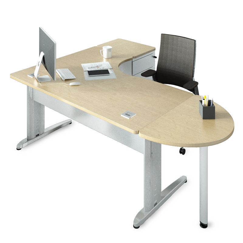 Bureaux compacts 90° asymétriques avec convivialité et caisson hauteur de bureau – CORIAL